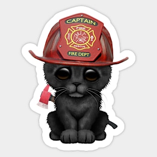 Cute Black Kitten Firefighter Sticker